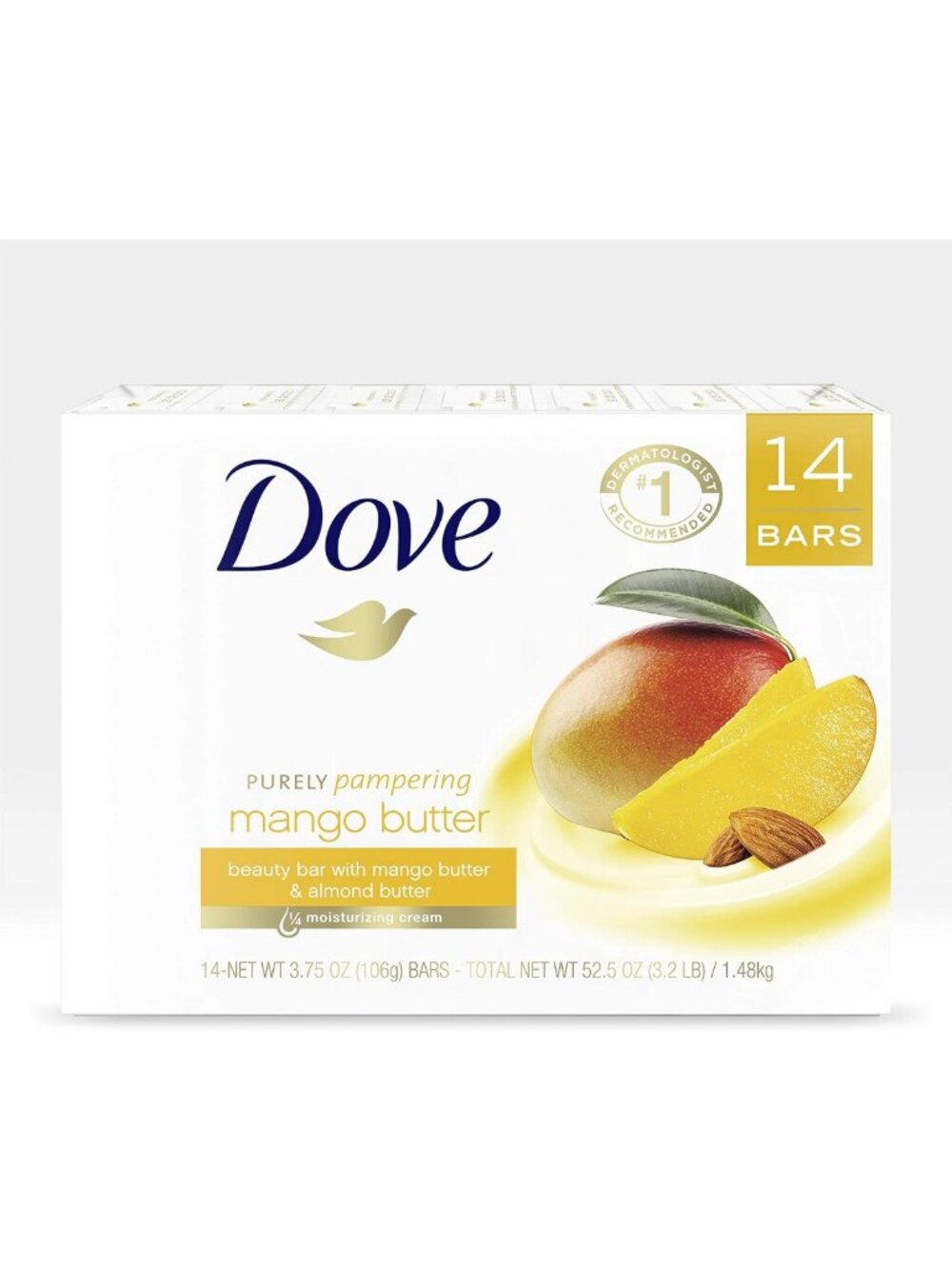 Moisturizing Mango Butter Beauty Bar - 14 Bars for Dry Skin Care, 3.75 oz